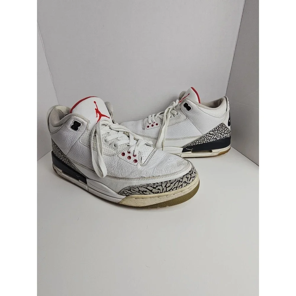 2017 Nike Air Jordan 3 Retro White Red Black 923096-101 Size 12